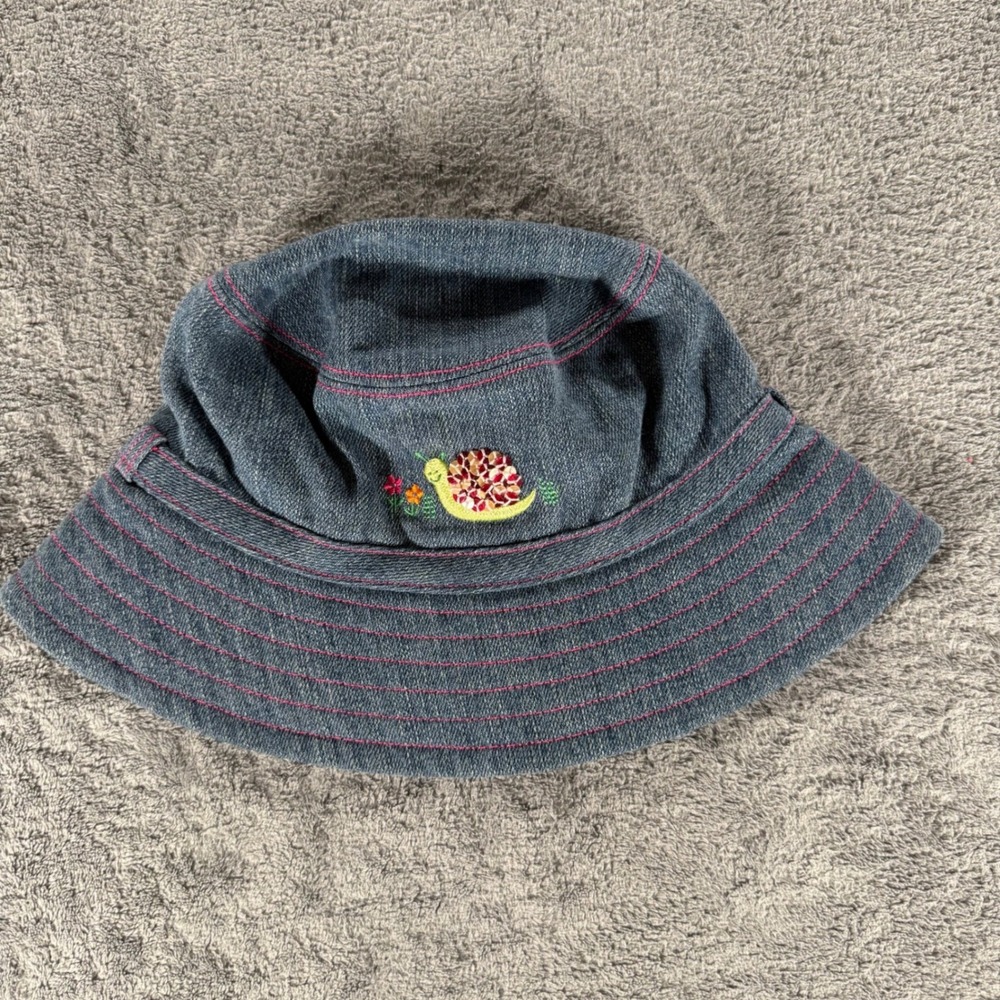 Gymboree Grown With Love Bucket Hat L/XXL Denim Pink Snail Embroidered 2004